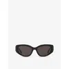 Balenciaga Womens Bb0324sk Cat Eye-frame Acetate Sunglasses Black In Black