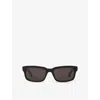 Balenciaga Womens Bb0345s Rectangular-frame Acetate Sunglasses Black In Black