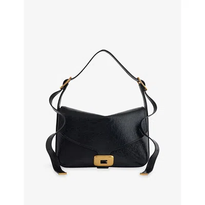 BALENCIAGA WOMENS CLICCA MEDIUM LEATHER SHOULDER BAG BLACK