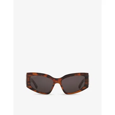 Balenciaga Womens Brown B0321s Rectangle-frame Acetate Sunglasses