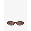 Balenciaga Womens Brown Bb0007s Oval-frame Acetate Sunglasses In Brown