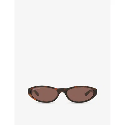 Balenciaga Womens Brown Bb0007s Oval-frame Acetate Sunglasses