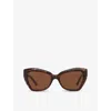 Balenciaga Womens Brown Bb0271s Cat-eye Tortoiseshell Acetate Sunglasses In Brown