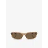 Balenciaga Womens Brown Bb0401s Rectangle-frame Acetate Sunglasses In Brown