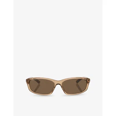 BALENCIAGA WOMENS BROWN BB0401S RECTANGLE-FRAME ACETATE SUNGLASSES