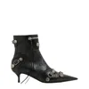 Balenciaga Womens Cagole Lambskin Buckle Zip Ankle Booties In Black