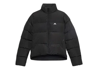 Pre-owned Balenciaga Womens Cshape Puffer Jacket In Black/white Logo In Multi