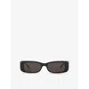 Balenciaga Womens Gold Bb0096s Dynasty Rectangle-frame Acetate Sunglasses In Gold
