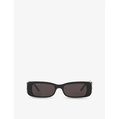 BALENCIAGA WOMENS GOLD BB0096S DYNASTY RECTANGLE-FRAME ACETATE SUNGLASSES