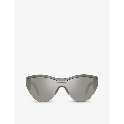 Balenciaga Womens Grey 6e000185 Bb0004s Round-frame Acetate Sunglasses In Gray