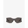 Balenciaga Womens Bb0292s Rectangular-frame Acetate Sunglasses Grey In Grey