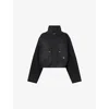 Balenciaga Cropped Jacket With Hood In Black In Black
