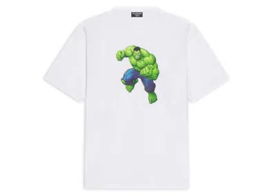 Pre-owned Balenciaga Womens Hulk 2021 Marvel Medium Fit T-shirt In White