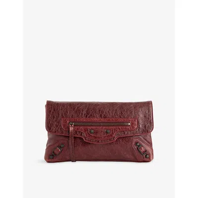 Balenciaga Womens Le City Leather Clutch Merlot