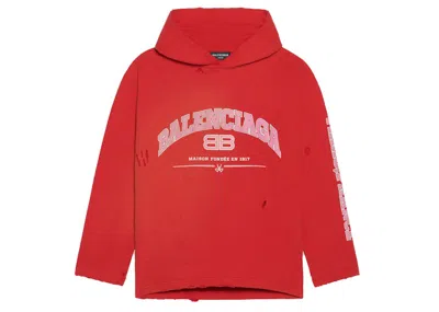 Pre-owned Balenciaga Womens Maison  Cropped Hoodie In Red