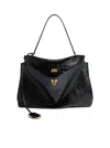 Balenciaga Women`s Medium Rodeo Crocodile Embossed Bag In Black In Black