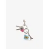 Balenciaga Womens  Monogram Padlock Eiffel Tower And Embellished-heart Metal Bag Charm