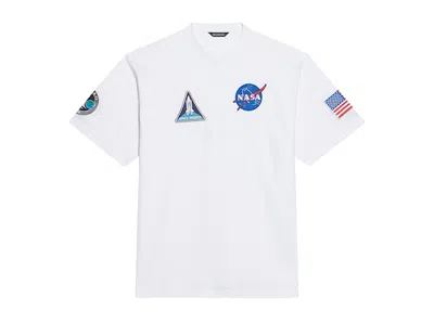 Pre-owned Balenciaga Womens Nasa Space Patch T-shirt In White