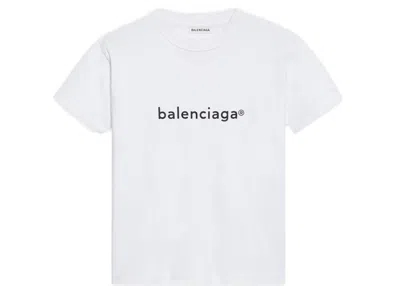 Pre-owned Balenciaga Womens New Copyright Fitted T-shirt In White