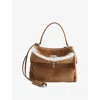 Balenciaga Womens  Rodeo Mini Suede And Shearling Top-handle Bag