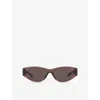 Balenciaga Womens Purple Bb0367s Oval-frame Acetate Sunglasses