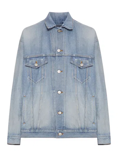 Balenciaga Women`s Regular Fit Denim Jacket In Blue
