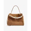 Balenciaga Womens  Rodeo Suede Top Handle Bag In Noce/white
