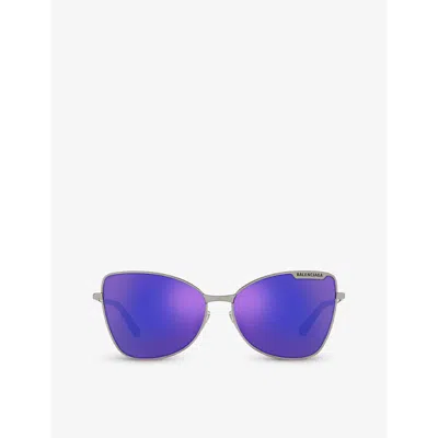 Balenciaga Womens Silver Bb0278s Butterfly-frame Metal Sunglasses