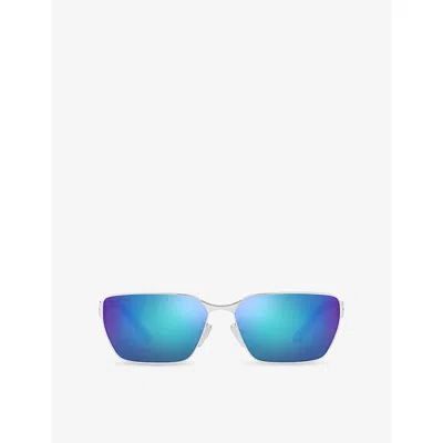 Balenciaga Womens Silver Bb0374sk Rectangle-frame Metal Sunglasses