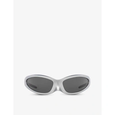 Balenciaga Womens 6e000284 Bb0251s Rectangle-frame Acetate Sunglasses In Metallic