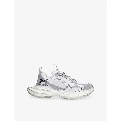BALENCIAGA WOMENS WHITE 3XL BALENCIAGA X UNDER ARMOUR® KNITTED LOW-TOP TRAINERS EUR 41 / 8 UK