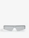 Balenciaga Womens White Bb0003s Rectangle-frame Sunglasses In Gray