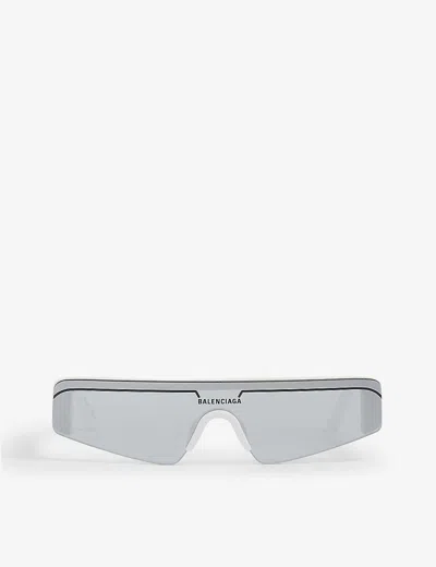 Balenciaga Womens White Bb0003s Rectangle-frame Sunglasses In Gray