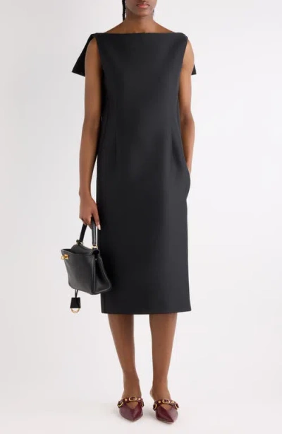 Balenciaga Wool & Silk Vareuse Midi Dress In Black