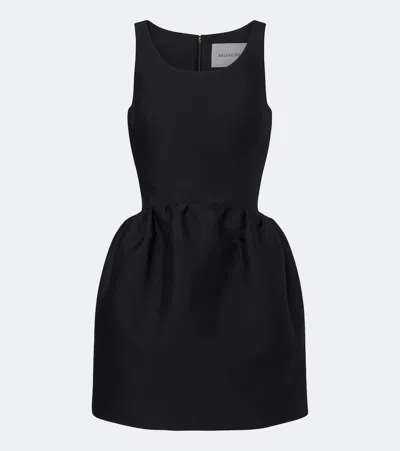Balenciaga Wool And Silk-blend Minidress In Black