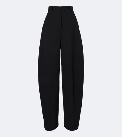 Balenciaga Wool Barrel-leg Pants In Black
