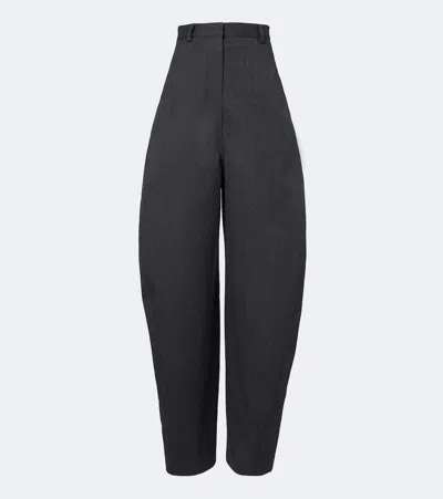 Balenciaga Wool Barrel-leg Pants In Black