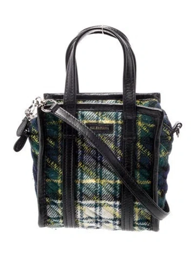 Pre-owned Balenciaga Wool Bazar Xxs Shopper In Blue