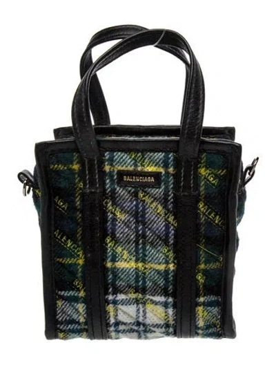 Pre-owned Balenciaga Wool Bazar Xxs Shopper Tote In Black