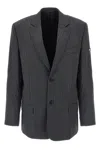 Balenciaga Wool Blazer With Notch Lapel And Pockets In Gray