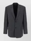 Balenciaga Wool Blazer With Notch Lapel And Pockets In Gray