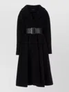 Balenciaga Wool Blend Coat Belted Waist Long Sleeves In Black