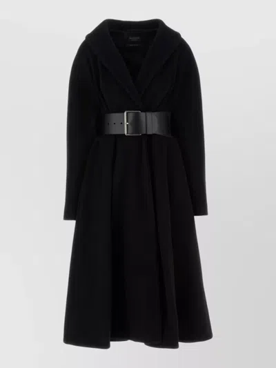 BALENCIAGA WOOL BLEND COAT BELTED WAIST LONG SLEEVES