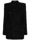 Balenciaga Women's Tweed Button Up Jacket In Black