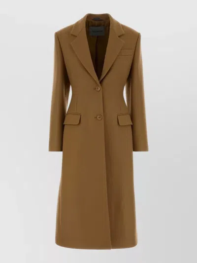Balenciaga Wool Blend Double Breasted Tailored Coat In Brown