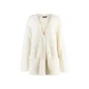 Balenciaga Wool Blend Jacquard Cardigan With V-neckline In Ivory