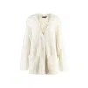 Balenciaga Wool Blend Jacquard Cardigan With V-neckline In Ivory