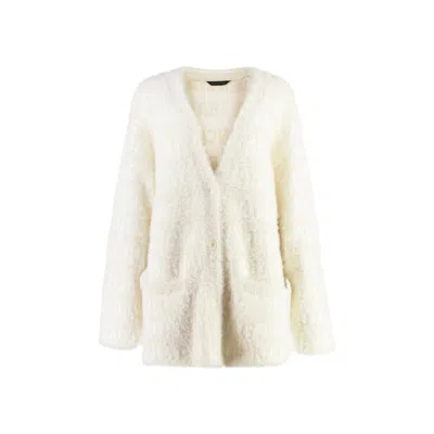 Balenciaga Wool Blend Jacquard Cardigan Women In Beige