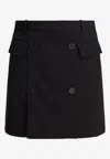 Balenciaga Women Viscose And Wool Twill Miniskirt In Black