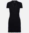 Balenciaga Wool Blend Mini Dress With Ribbed Texture In Black